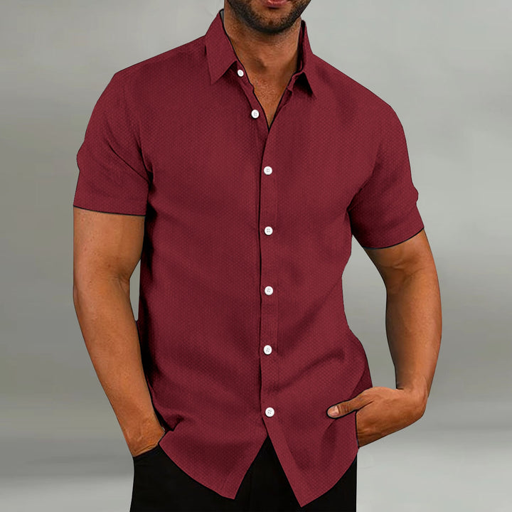 Chemise homme mode, décontractée, respirante, à revers, uni, manches courtes