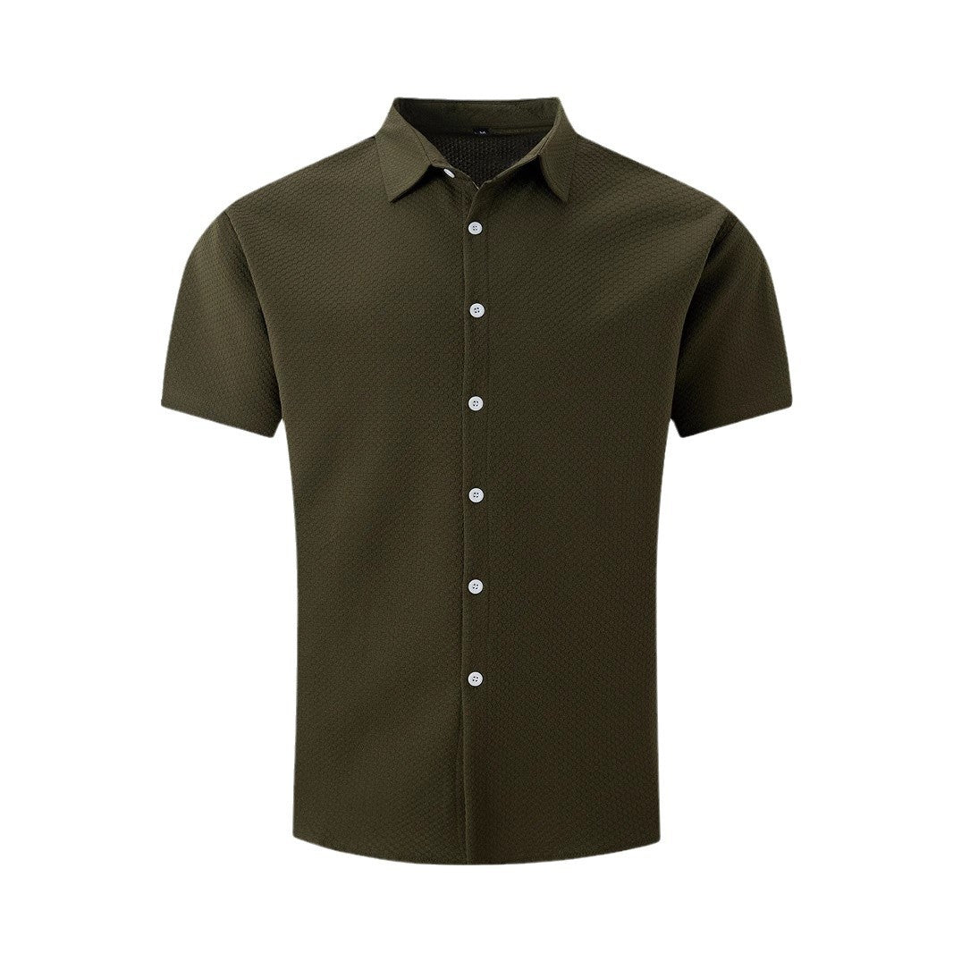 Chemise homme mode, décontractée, respirante, à revers, uni, manches courtes