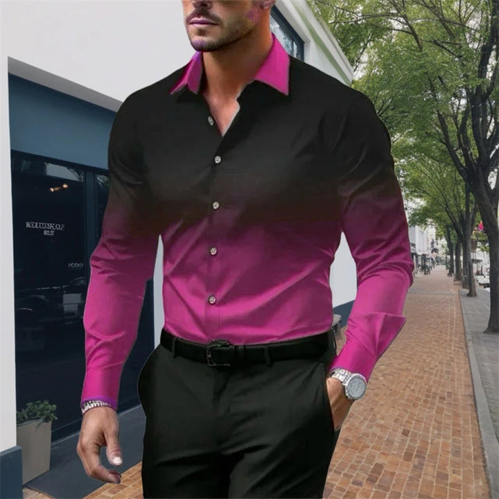 Chemise homme coupe standard, manches longues, décontractée, dégradé