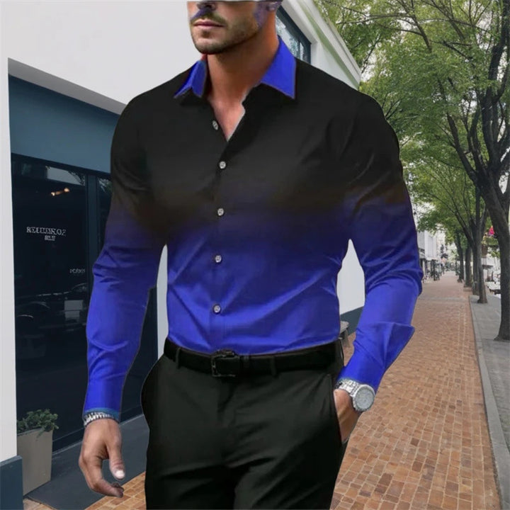 Chemise homme coupe standard, manches longues, décontractée, dégradé