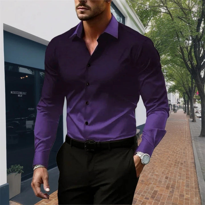 Chemise homme coupe standard, manches longues, décontractée, dégradé