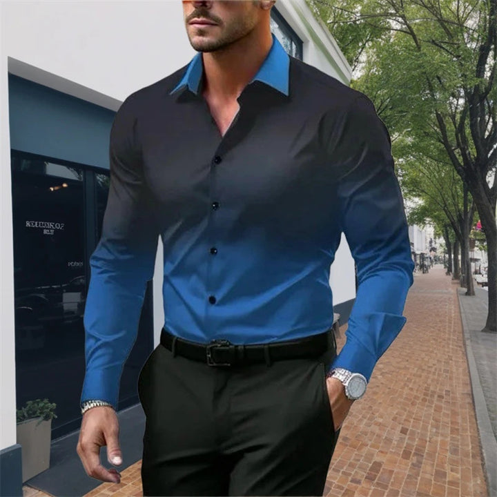 Chemise homme coupe standard, manches longues, décontractée, dégradé