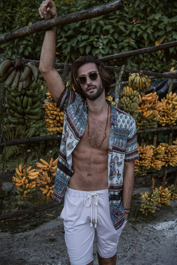 Chemise homme à revers, manches courtes, décontractée, ample, imprimé, pour plage