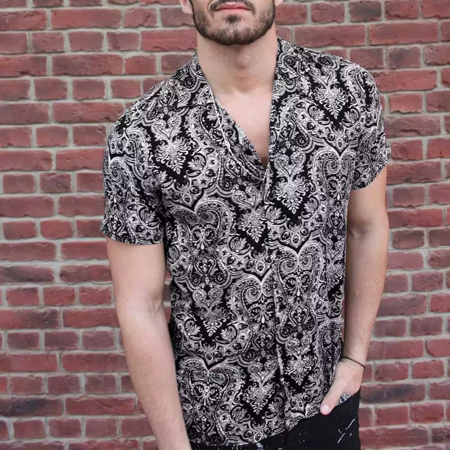 Chemise homme à revers, manches courtes, décontractée, ample, floral, pour plage