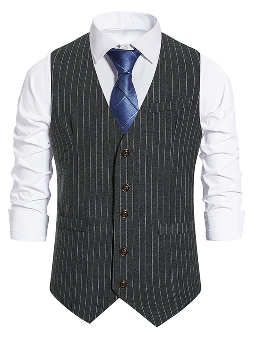 Gilet homme noir, cérémonie, rayé, droit, boutons, rétro