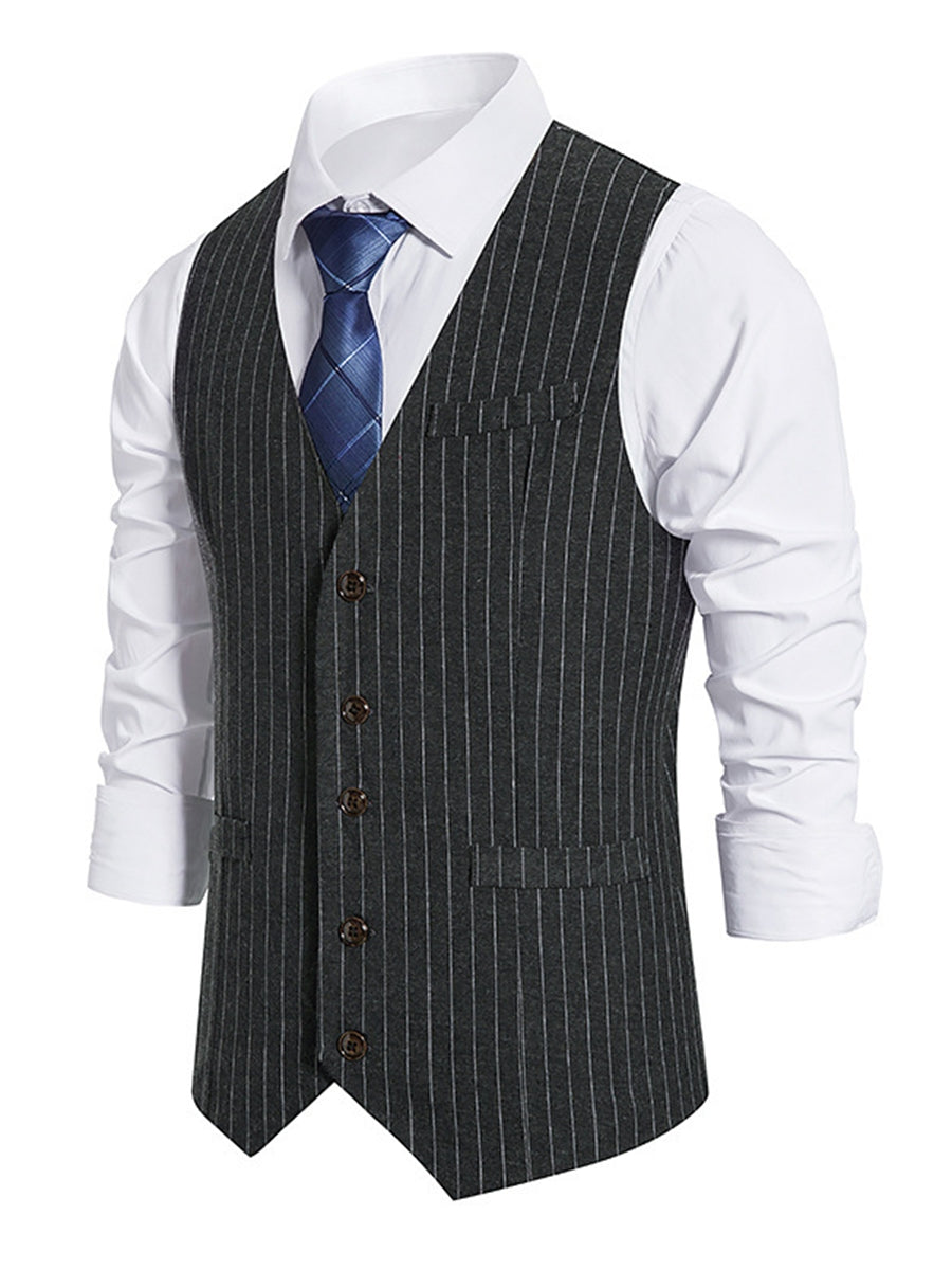 Gilet homme noir, cérémonie, rayé, droit, boutons, rétro