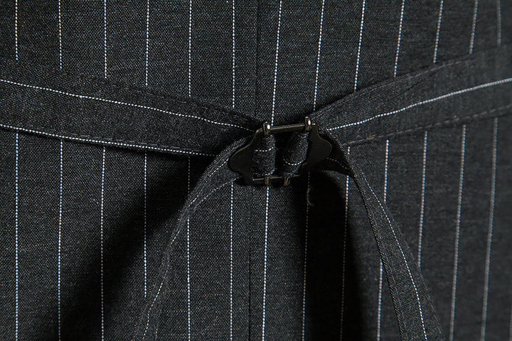 Gilet homme noir, cérémonie, rayé, droit, boutons, rétro