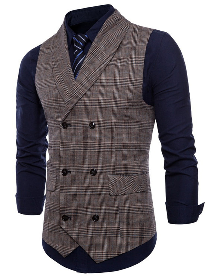 Gilet homme gris clair, cérémonie, rayé, croisé, 6 boutons, décontracté, quotidien