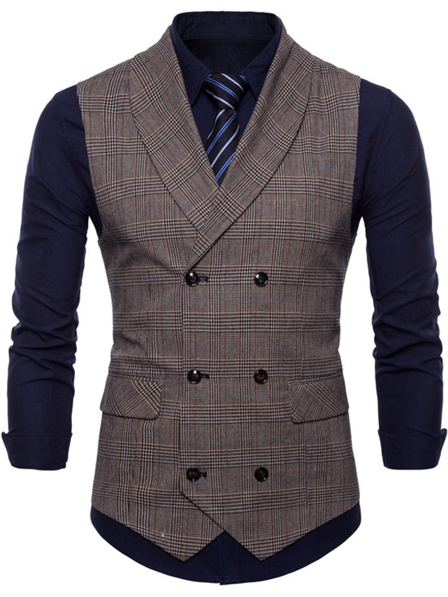 Gilet homme gris clair, cérémonie, rayé, croisé, 6 boutons, décontracté, quotidien