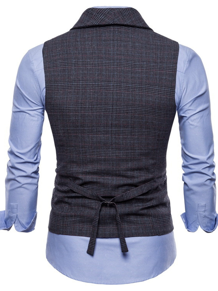Gilet homme gris clair, cérémonie, rayé, croisé, 6 boutons, décontracté, quotidien