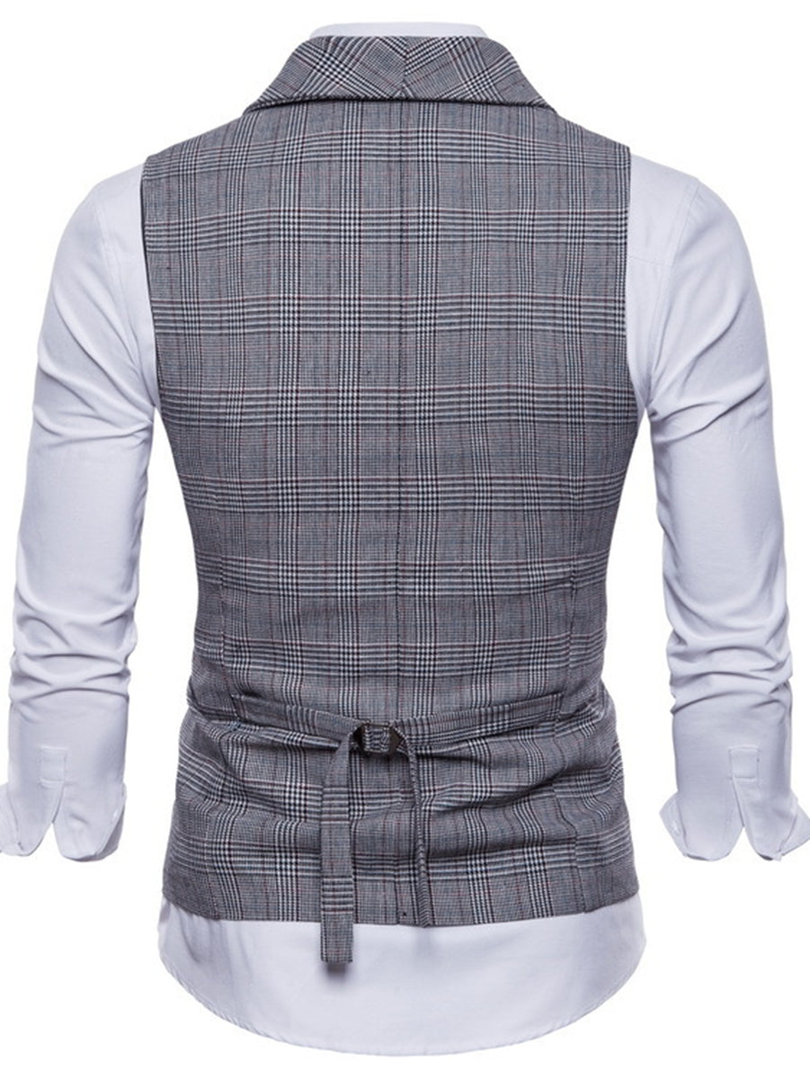 Gilet homme gris clair, cérémonie, rayé, croisé, 6 boutons, décontracté, quotidien