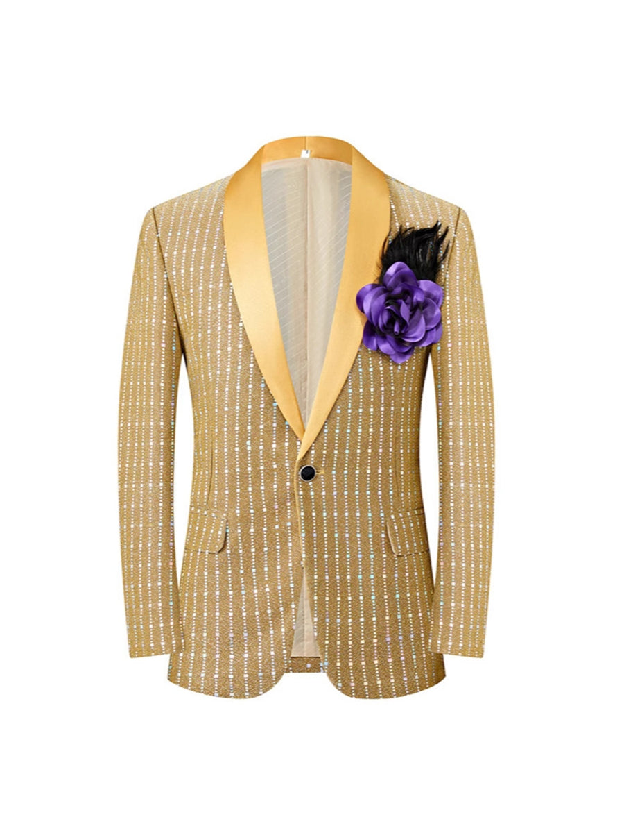 Costume homme noir, rétro, coupe ajustée, sequins carrés, droit, 1 bouton, cérémonie/galas