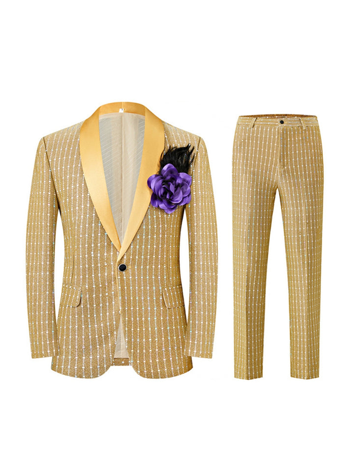 Costume homme noir, rétro, coupe ajustée, sequins carrés, droit, 1 bouton, cérémonie/galas