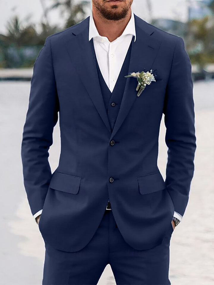 Costume homme 3 pièces bleu ciel, droit, 2 boutons, coupe ajustée, décontracté/affaires