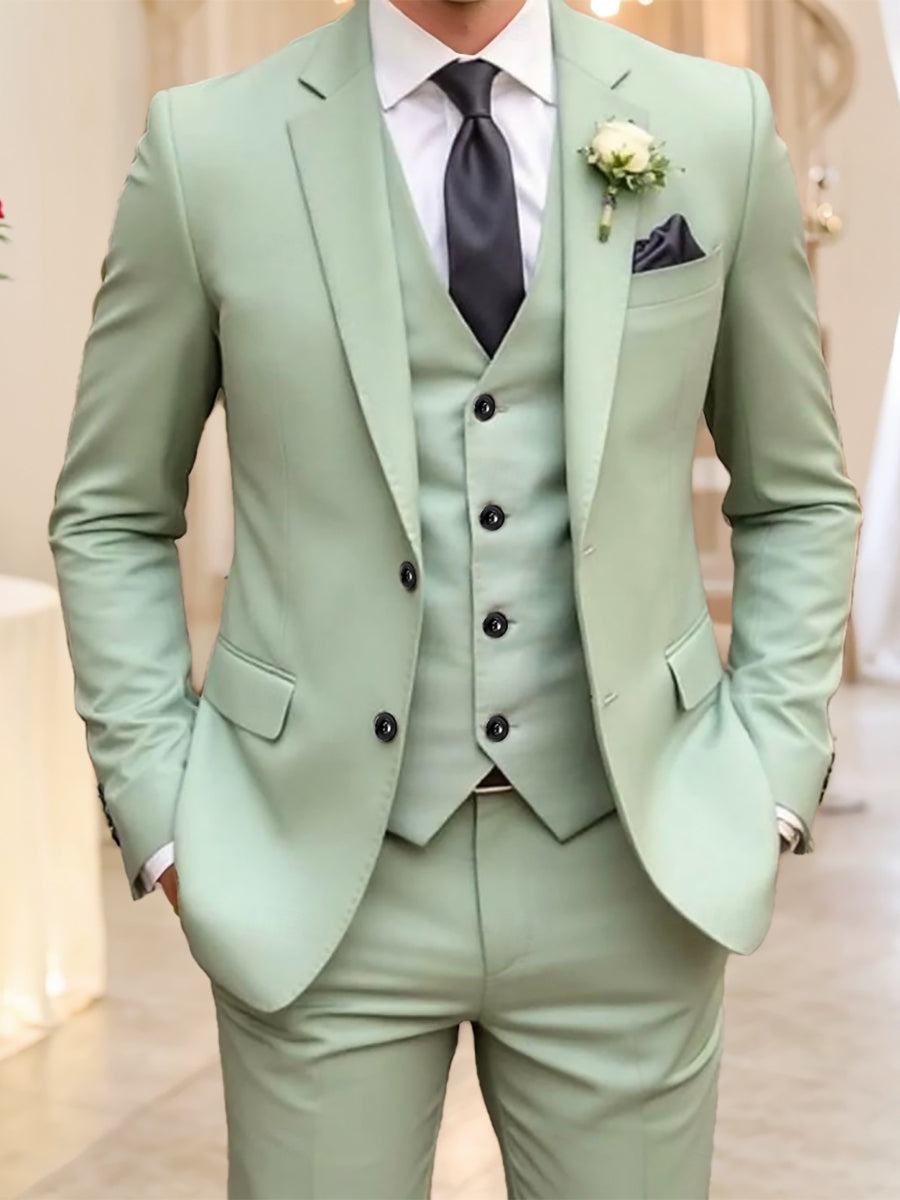 Costume homme 3 pièces coupe standard, droit, 2 boutons, pour mariage/plage/cérémonie/galas