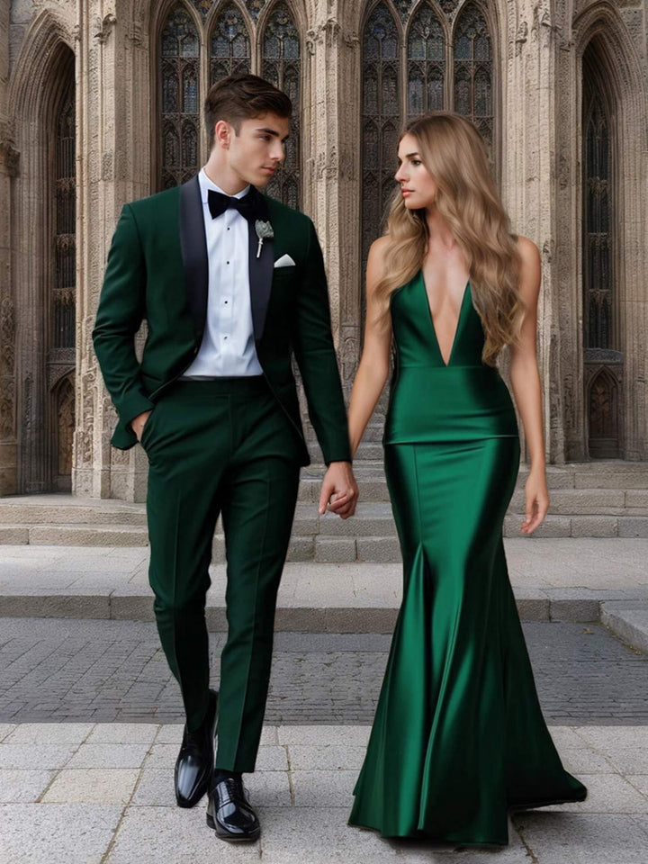 Costume homme 2 pièces, droit, 1 bouton, col châle, mode, pour mariage/galas