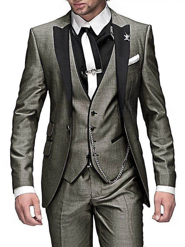 Costume homme 3 pièces, coupe standard, droit, 1 bouton, pour mariage