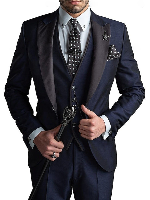 Costume homme 3 pièces, coupe standard, droit, 1 bouton, pour mariage