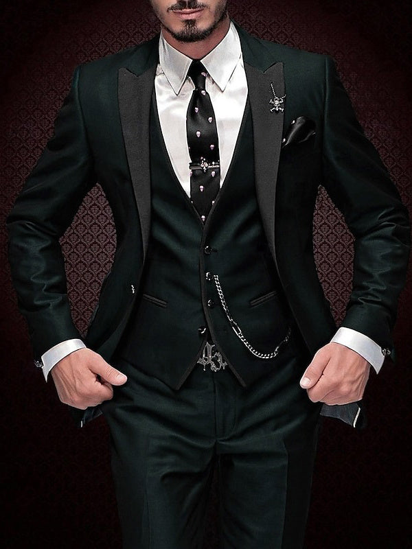 Costume homme 3 pièces, coupe standard, droit, 1 bouton, pour mariage