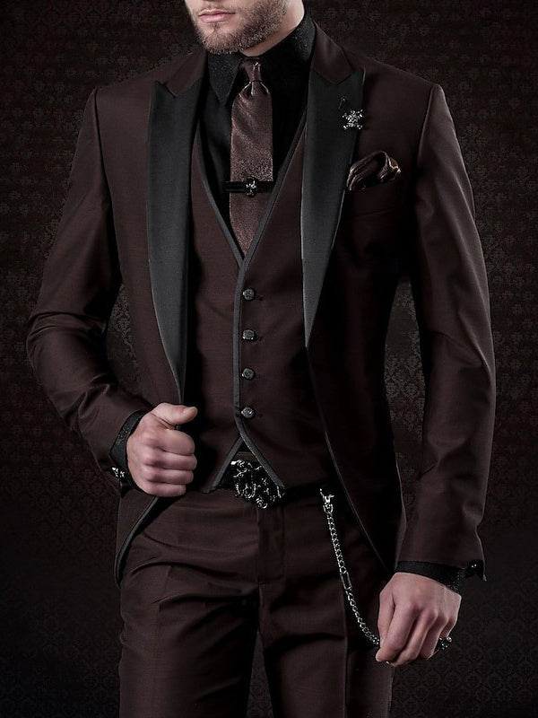 Costume homme 3 pièces, coupe standard, droit, 1 bouton, pour mariage