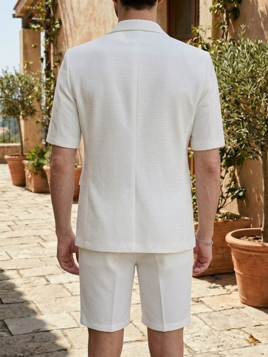 Costume 2 pièces, Simple boutonnage, 2 Boutons, Manches Courtes