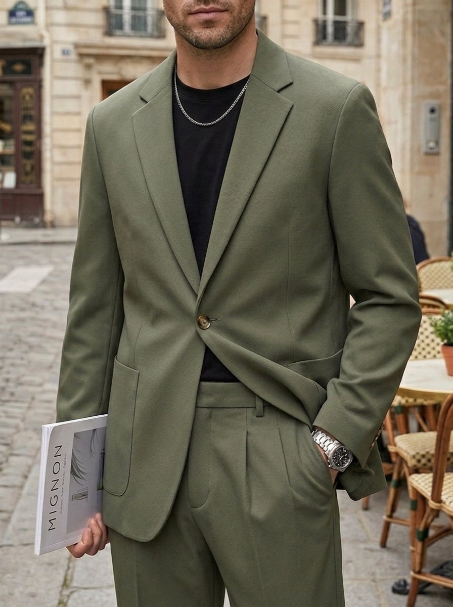 Costume Haut Ample Simple Fin Veste Single-Boutonnage One-Buton