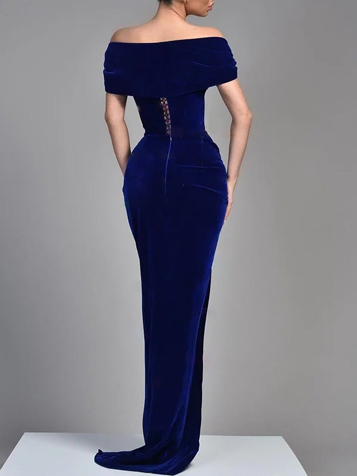 Robe de Bal Fourreau/Colonne à Épaules Dénudées et Longueur Au Sol