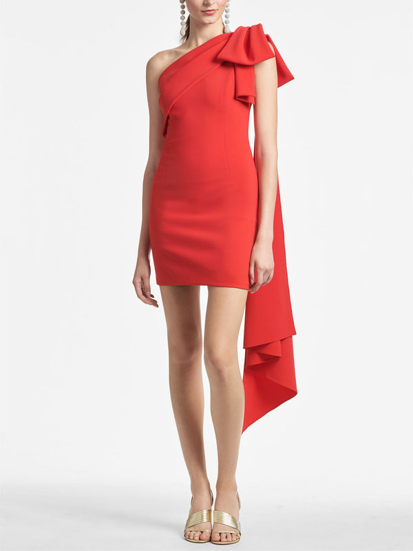 Robe de Cocktail Fourreau/Colonne à Une Épaule Sans Manches avec Nœud Papillon