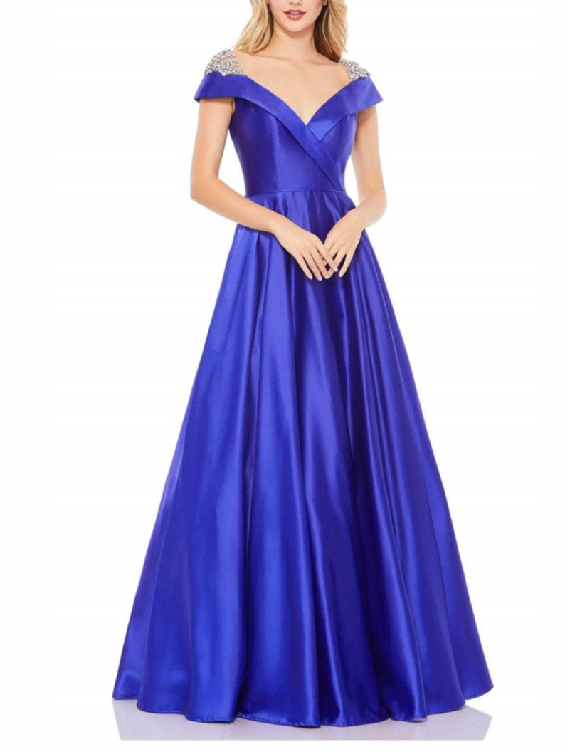 Robe de Soirée Trapèze/Princesse à Épaules Dénudées et Longueur Au Sol