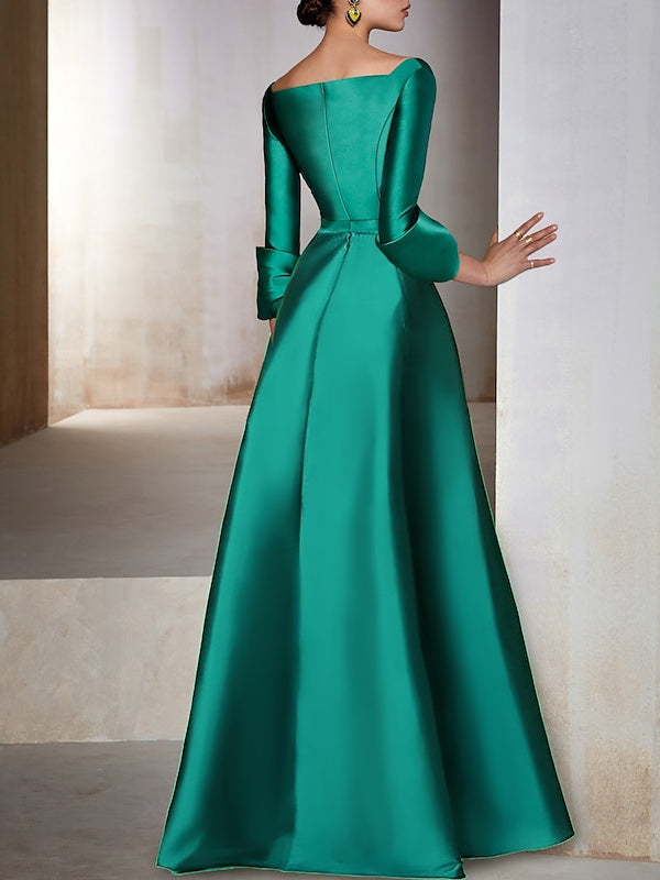 Robe de Soirée Trapèze/Princesse, Longueur Au Sol, Manches Longues, Col en V