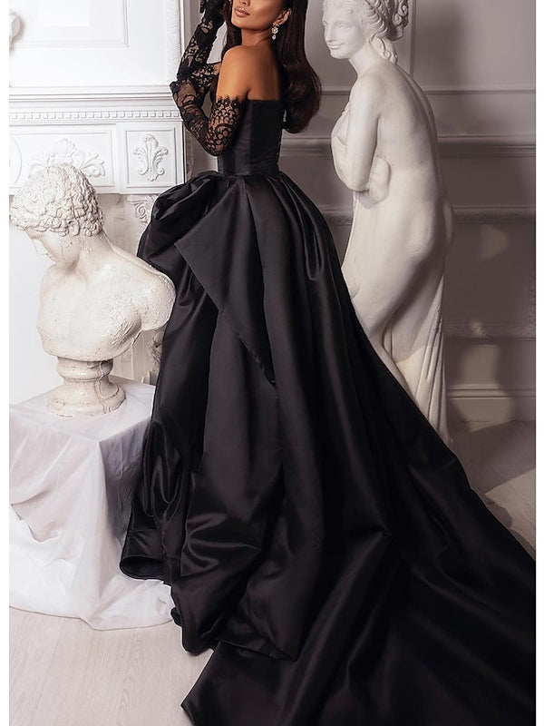 Robe de Soirée Trapèze/Princesse Sans Manches, Traîne Courte, Sans Bretelles, avec Fente