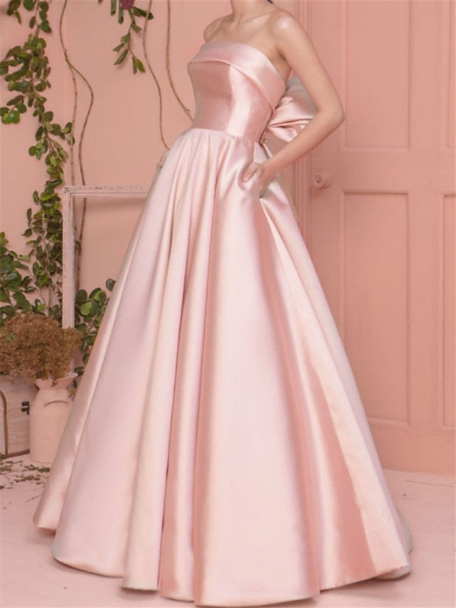 Robe de Soirée Trapèze/Princesse Sans Manches, Sans Bretelles, Longueur Au Sol, avec Plis