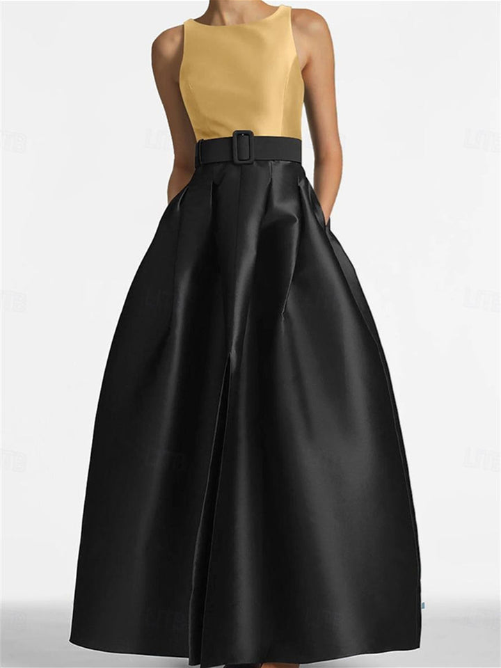 Robe de Soirée Trapèze/Princesse Sans Manches, Longueur Au Sol, avec Ceinture