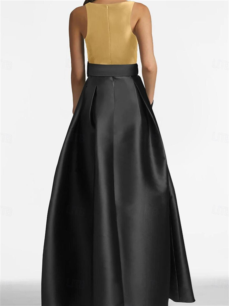 Robe de Soirée Trapèze/Princesse Sans Manches, Longueur Au Sol, avec Ceinture
