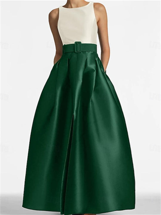 Robe de Soirée Trapèze/Princesse Sans Manches, Longueur Au Sol, avec Ceinture
