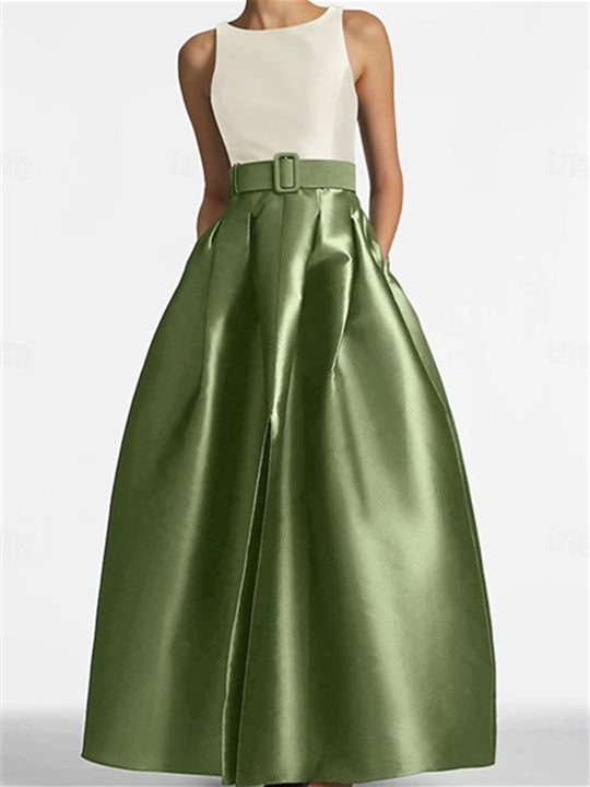 Robe de Soirée Trapèze/Princesse Sans Manches, Longueur Au Sol, avec Ceinture