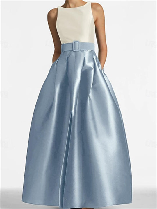 Robe de Soirée Trapèze/Princesse Sans Manches, Longueur Au Sol, avec Ceinture