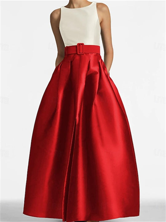 Robe de Soirée Trapèze/Princesse Sans Manches, Longueur Au Sol, avec Ceinture