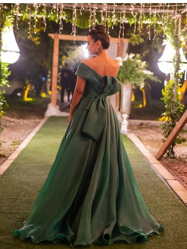 Robe de Soirée Asymétrique à Une Épaule, Coupe A-Line/Princess, Longueur Au Sol, avec Fente Sur le Côté