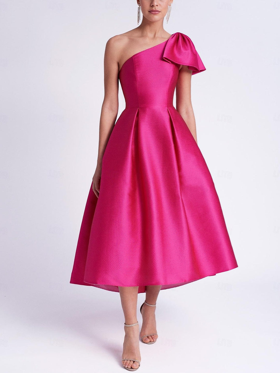Robe de Cocktail Trapèze/Princesse Asymétrique Sans Manches, Longueur Thé, avec Poche