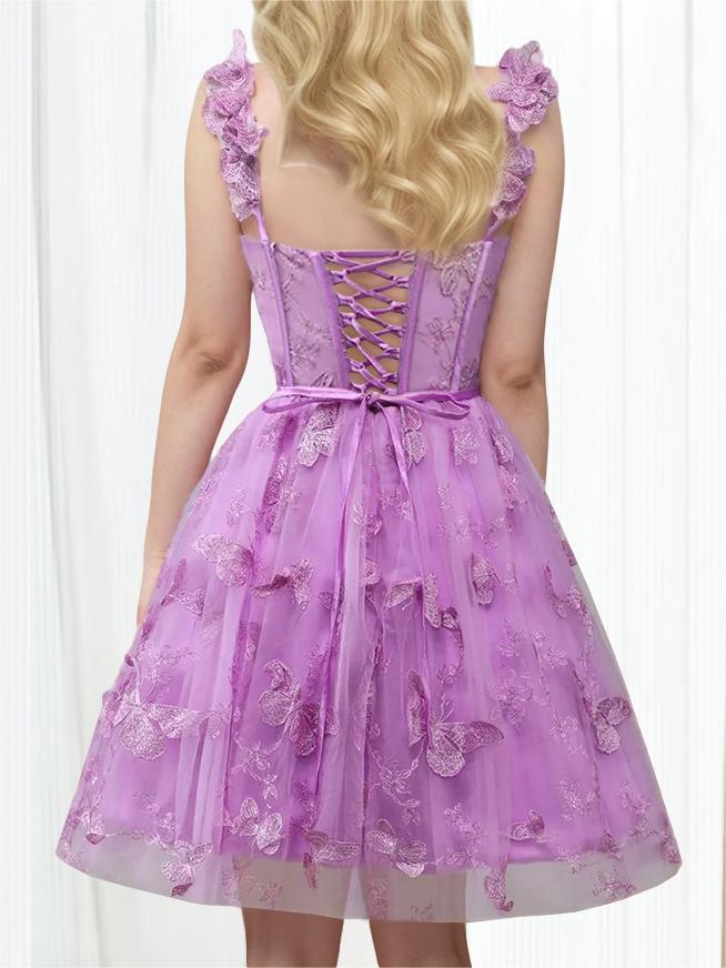 Robe de Soirée Courte/Mini, Coupe A-Line/Princesse, Épaules Dénudées, Sans Manches, avec Broderies, pour Cocktail, Soirée