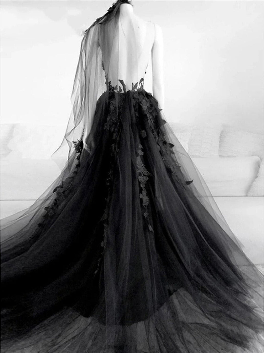 Robe de Soirée Trapèze/Princesse à Encolure Illusion Sans Manches avec Plis et Appliques Fendues