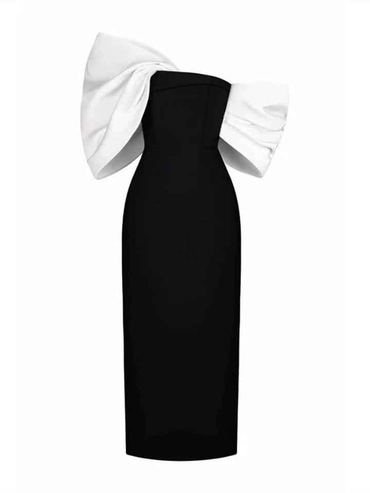 Robe de Soirée Fourreau/Colonne à Manches Mi-Longues et Épaules Dénudées avec Nœud(S)