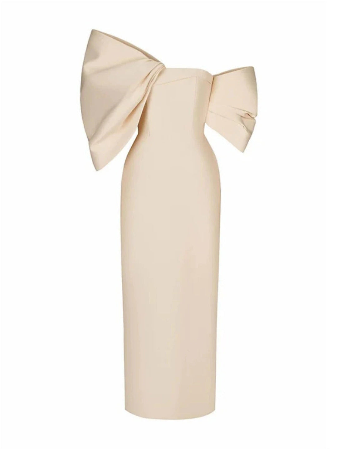 Robe de Soirée Fourreau/Colonne à Manches Mi-Longues et Épaules Dénudées avec Nœud(S)