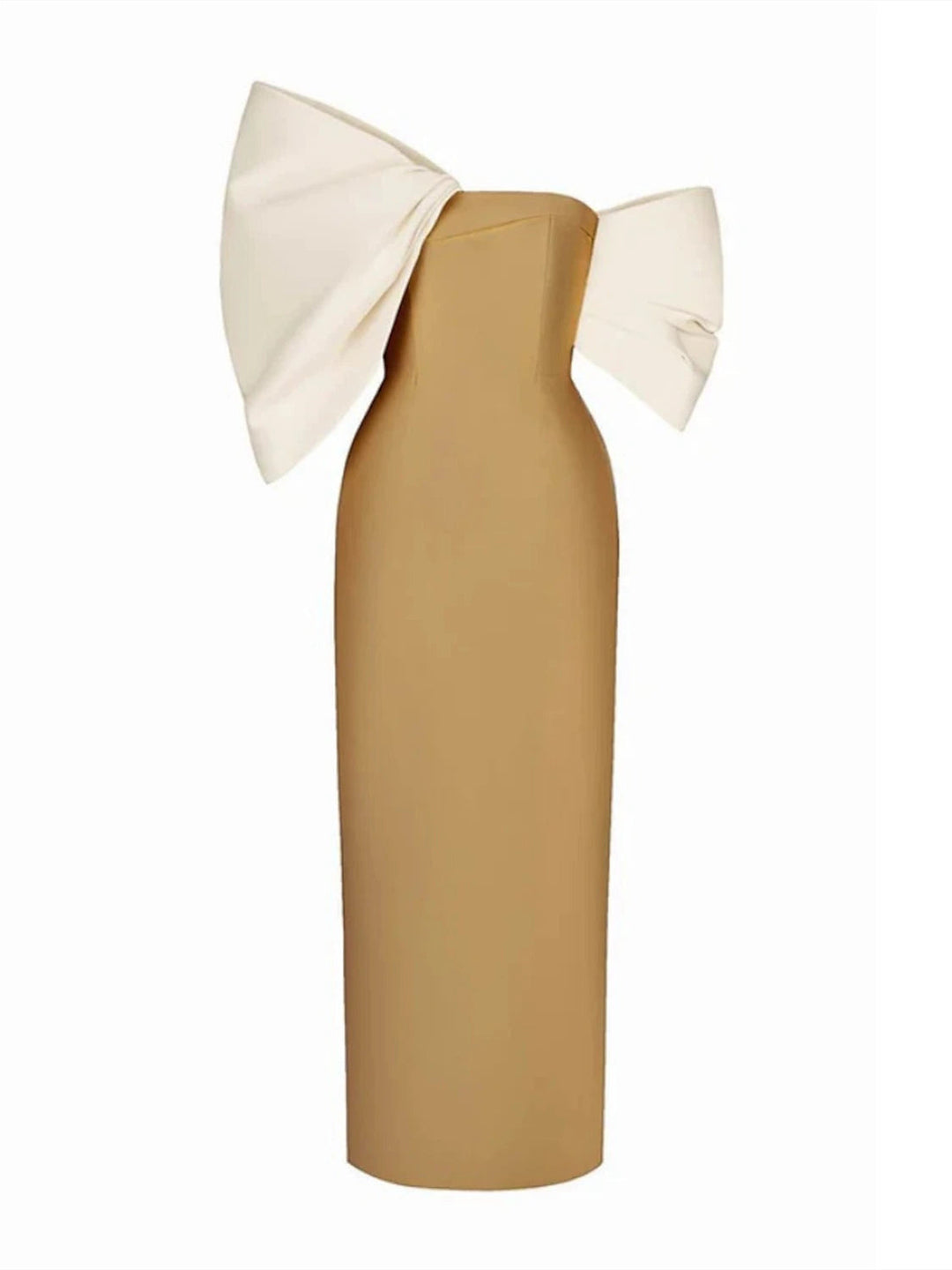 Robe de Soirée Fourreau/Colonne à Manches Mi-Longues et Épaules Dénudées avec Nœud(S)