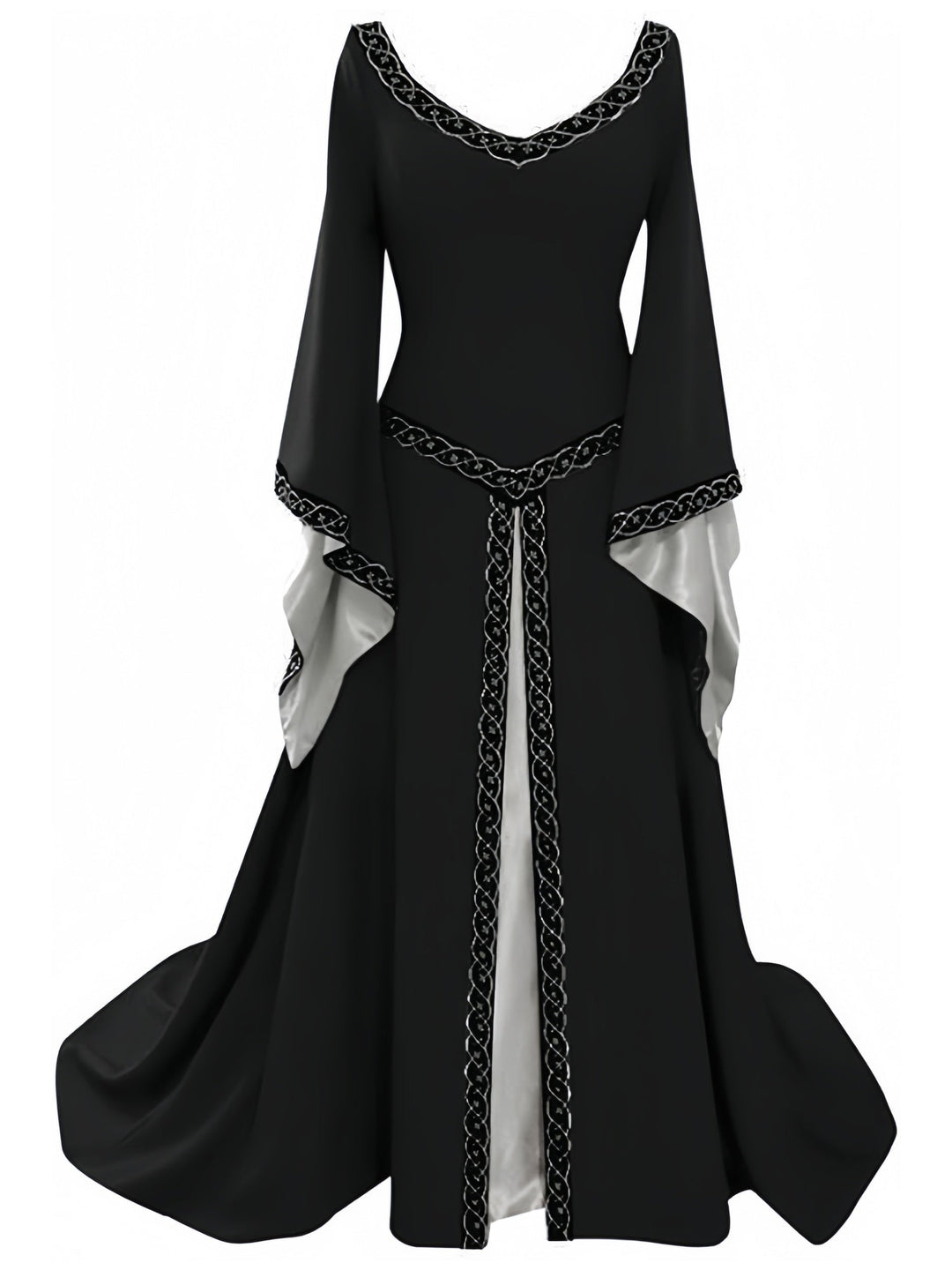 Robe Vintage Asymétrique à Manches Longues et Col en V, Coupe A-Line/Princess