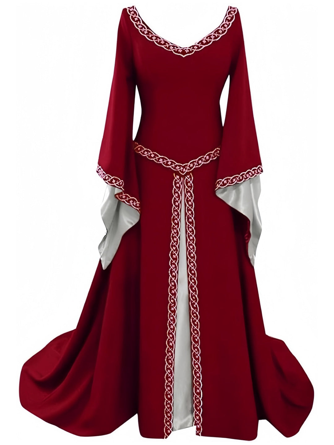 Robe Vintage Asymétrique à Manches Longues et Col en V, Coupe A-Line/Princess