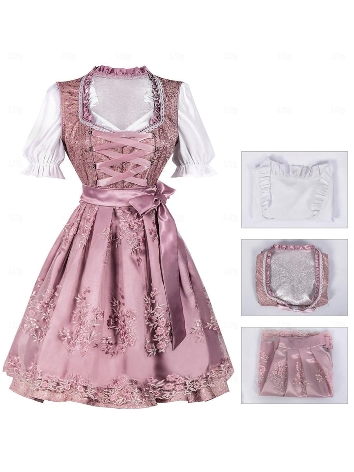 Robe Vintage Trapèze/Princesse à Col Bijou et Manches Mi-Longues avec Nœud