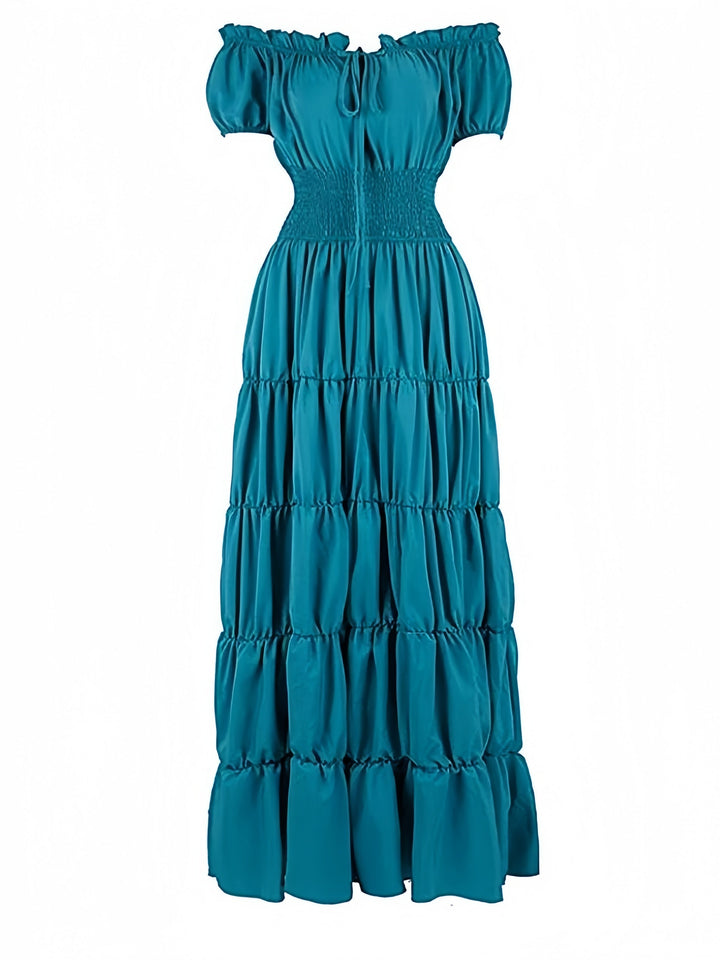 Robe Vintage Trapèze/Princesse Sans Manches, Longueur Cheville, Sans Bretelles, avec Volants