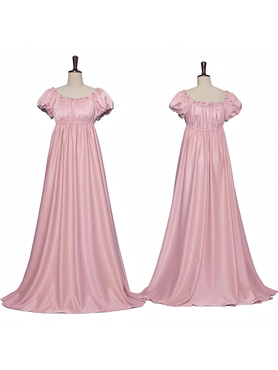 Robe Trapèze/Princesse à Manches Courtes et Col Bijou, Longueur Au Sol, Style Vintage, avec Volants